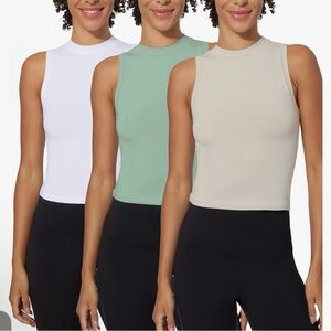 Yogalicious Women's Tank Tops - White, Green, and Cream